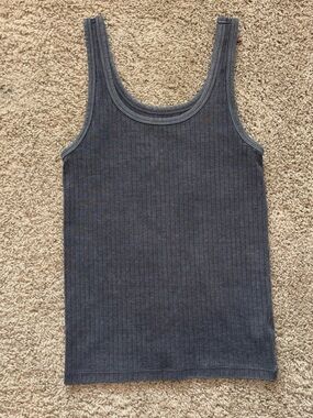 aerie Ribbed Tank Top in Dark Gray